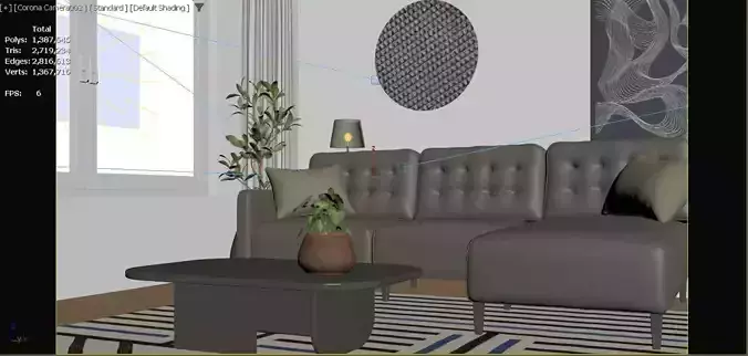 Modern Living Room 3D model 7