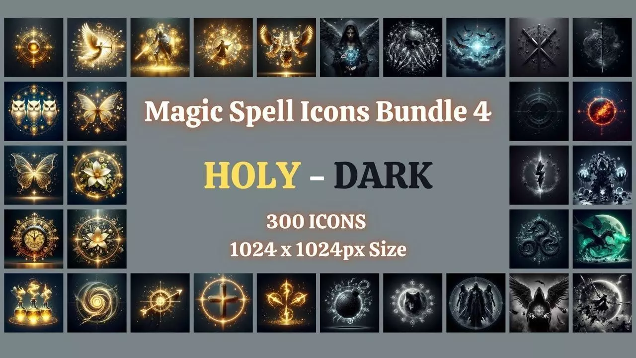 Magic Spell Icons Bundle 4 - Holy and Dark Spell Texture | CGTrader