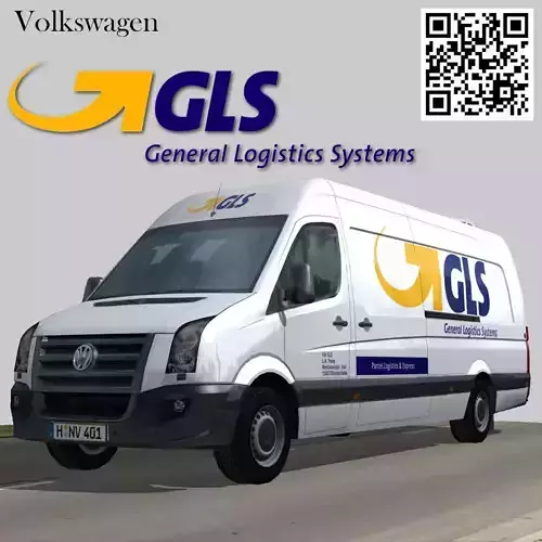 Volkswagen GLS parcel delivery bus Low-poly 3D model