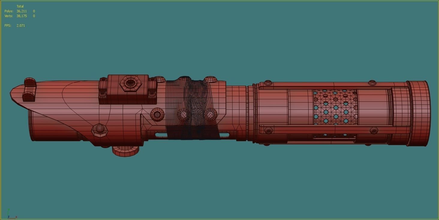 Lightsaber weapon with light 3D model_7