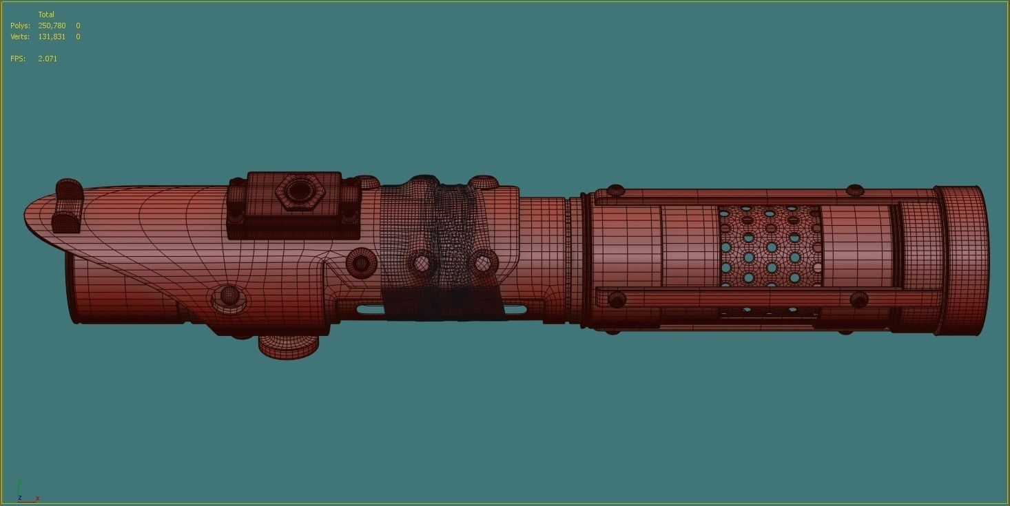 Lightsaber weapon with light 3D model_6