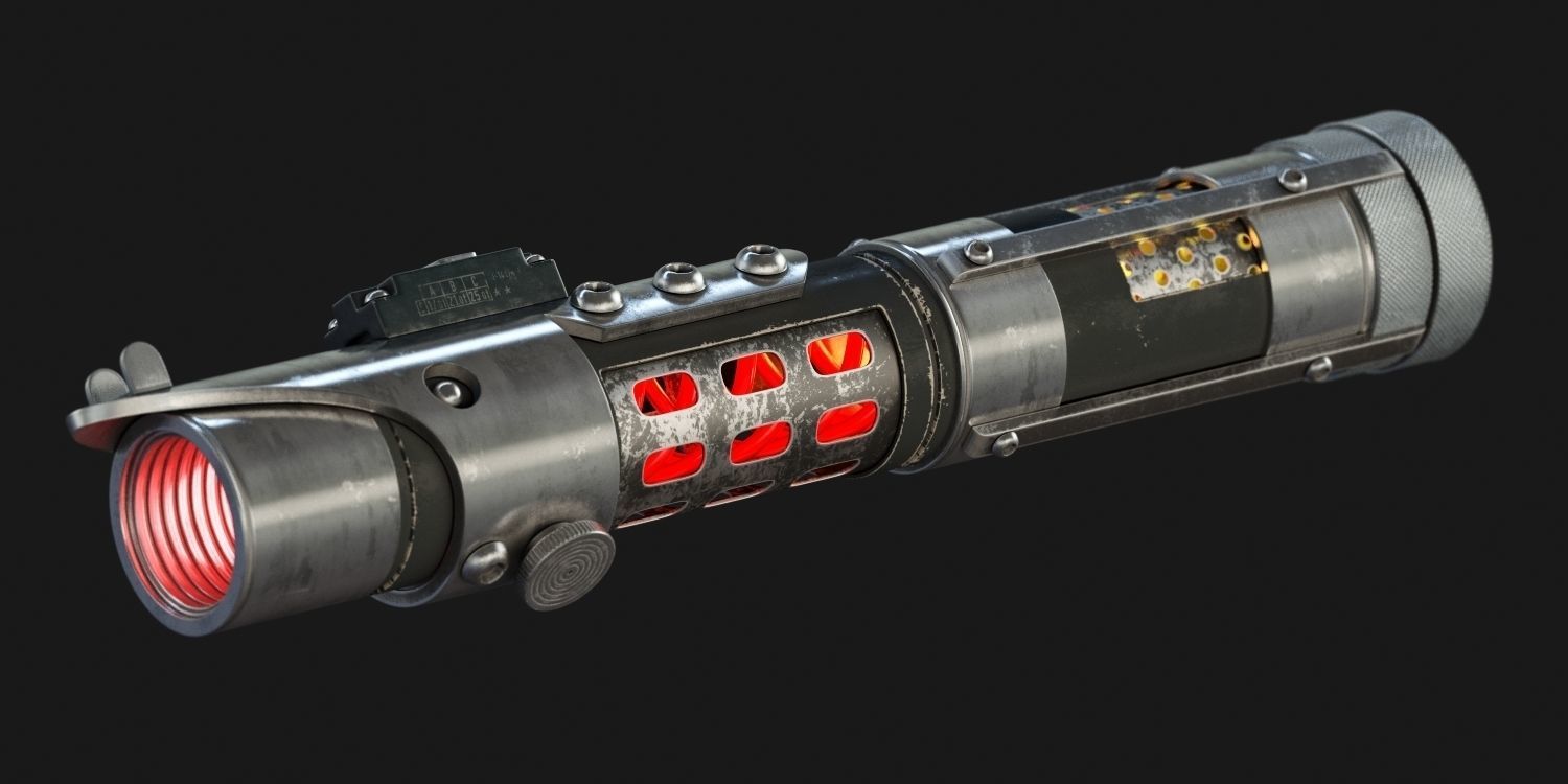 Lightsaber weapon with light 3D model_1