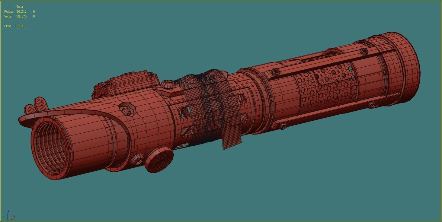 Lightsaber weapon with light 3D model_5