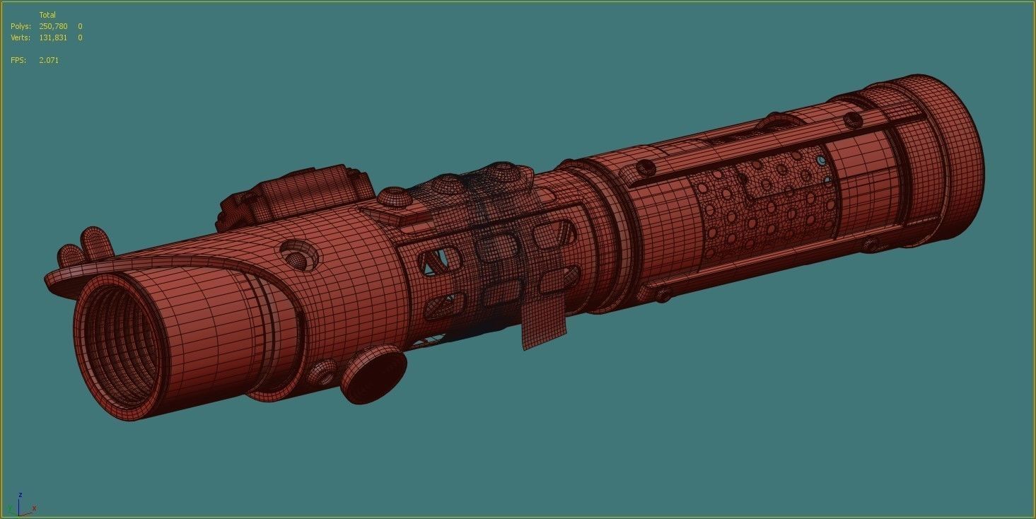 Lightsaber weapon with light 3D model_2