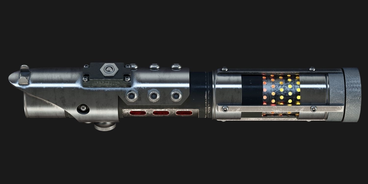 Lightsaber weapon with light 3D model_4