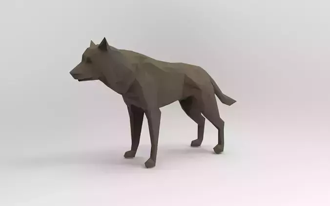Wolf 3D Printable Low-poly 