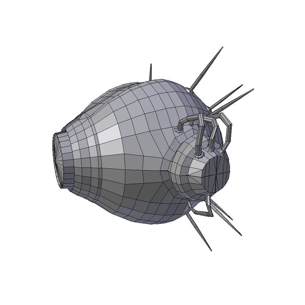 Drone Sci-fi low poly Low-poly 3D model_3