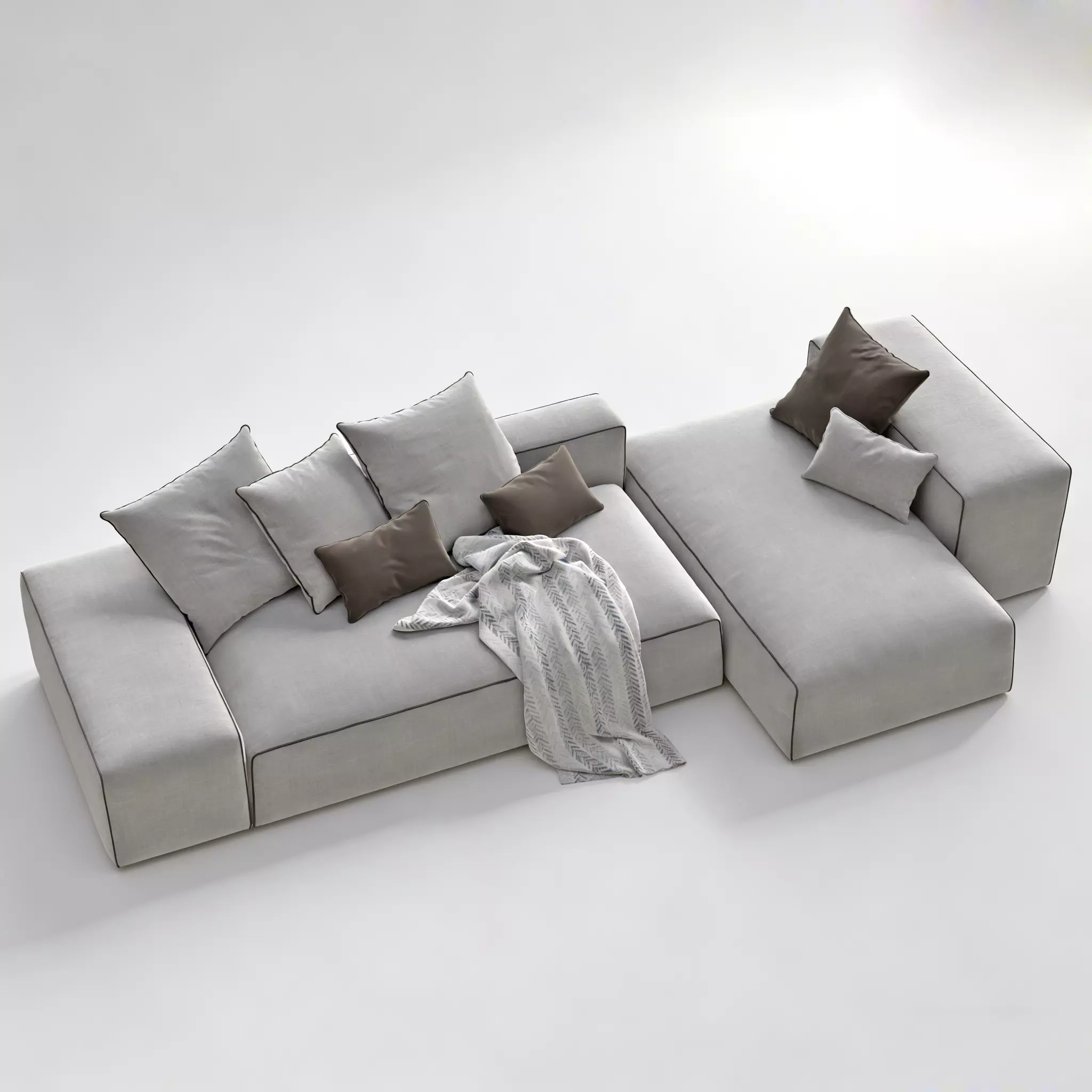 Modern Fabric Sectional Sofa Minimalist Corner Couch 3D model