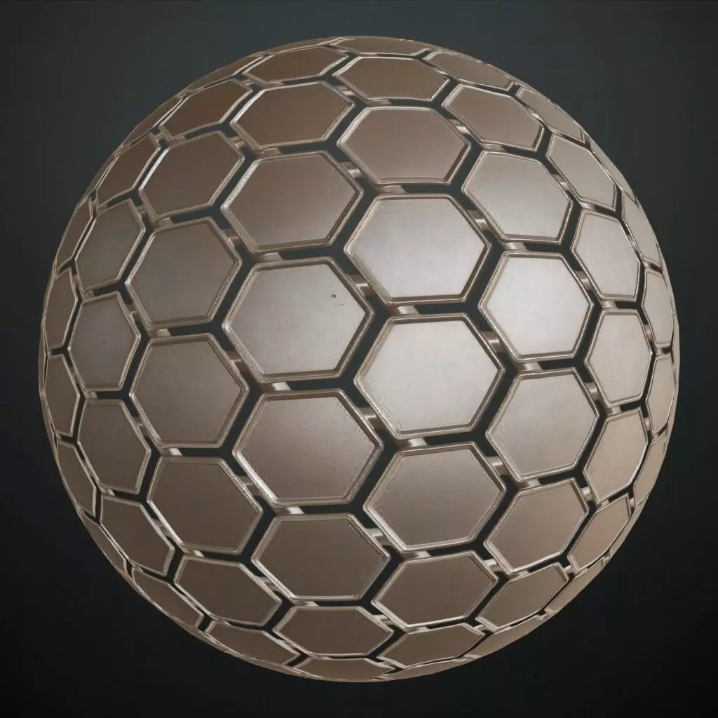 Hexagonal Sci-Fi Metal Plate PBR Seamless Texture