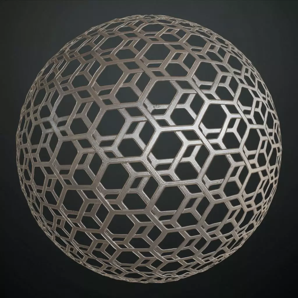 Hexagonal Wire Mesh Metal Plate PBR Seamless Texture