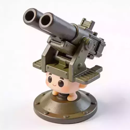 Stylized Chibi WWII Anti-Aircraft Gun