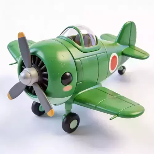 Stylized Chibi WWII Zero Fighter 3d
