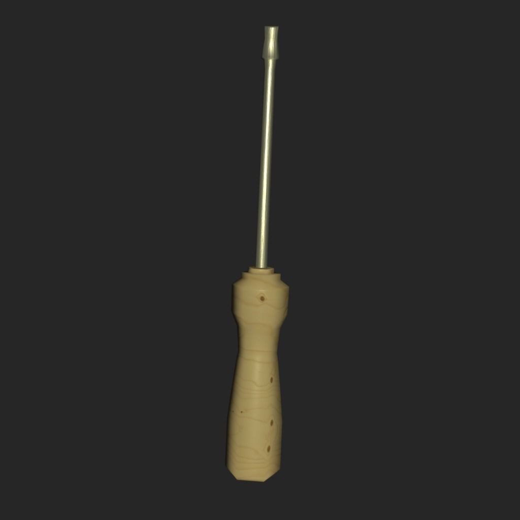 Low-poly toolbox wooden screwdriver Free low-poly 3D model_2