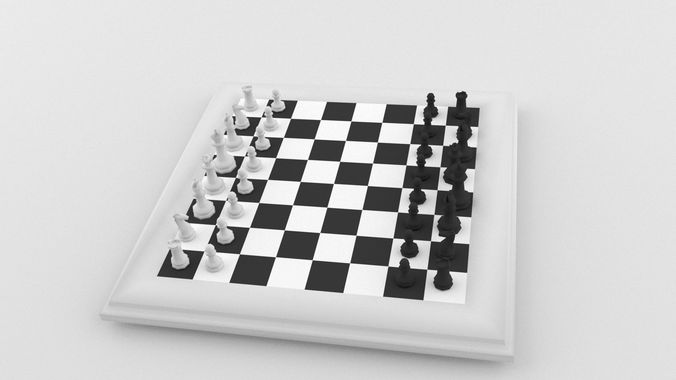 Chess Set LOWPOLY board with pieces Low-poly 3D model