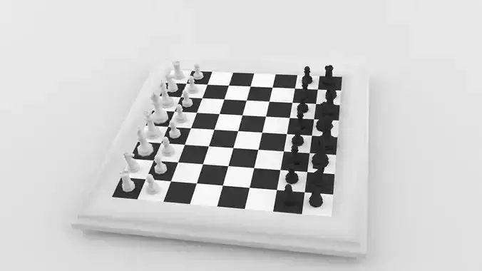 Chess Set LOWPOLY board with pieces