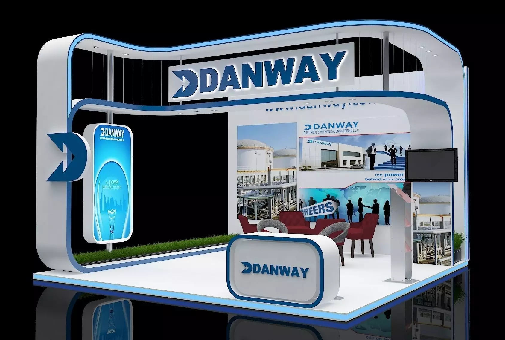 white exhibition booth 3D model_0