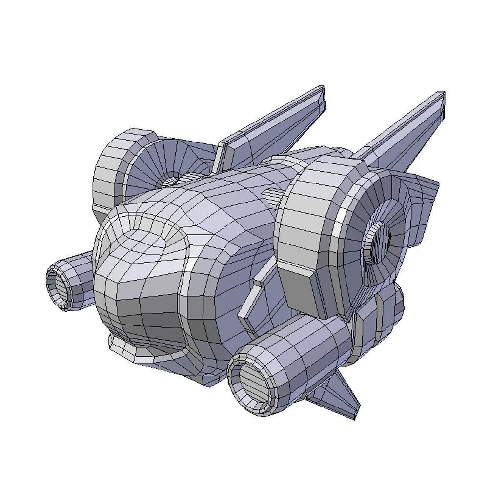 Drone 05 Sci-fi low poly Low-poly 3D model_6