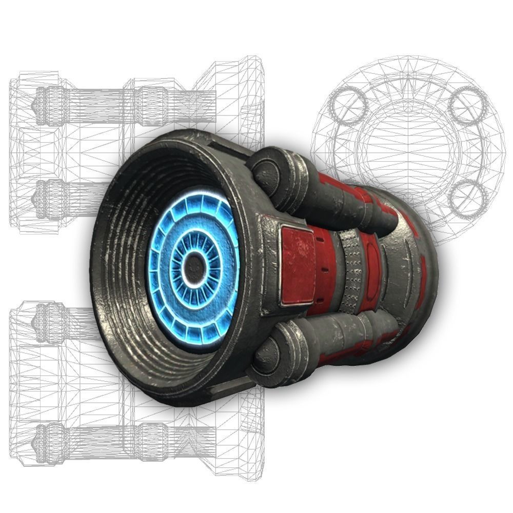 Starship engine 01 Sci-fi low poly Low-poly 3D model_1