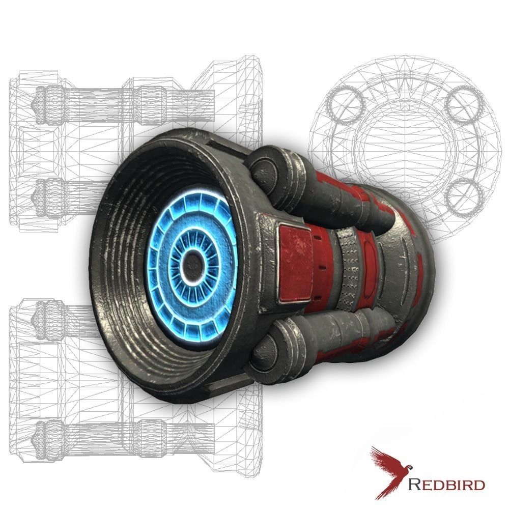Starship engine 01 Sci-fi low poly Low-poly 3D model_0
