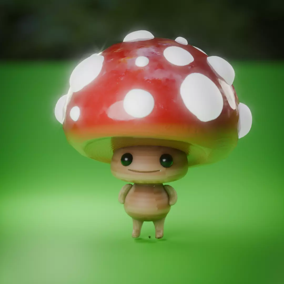 Stylized Mushroom Character - Game Ready Mid-Poly Asset Free 3D model