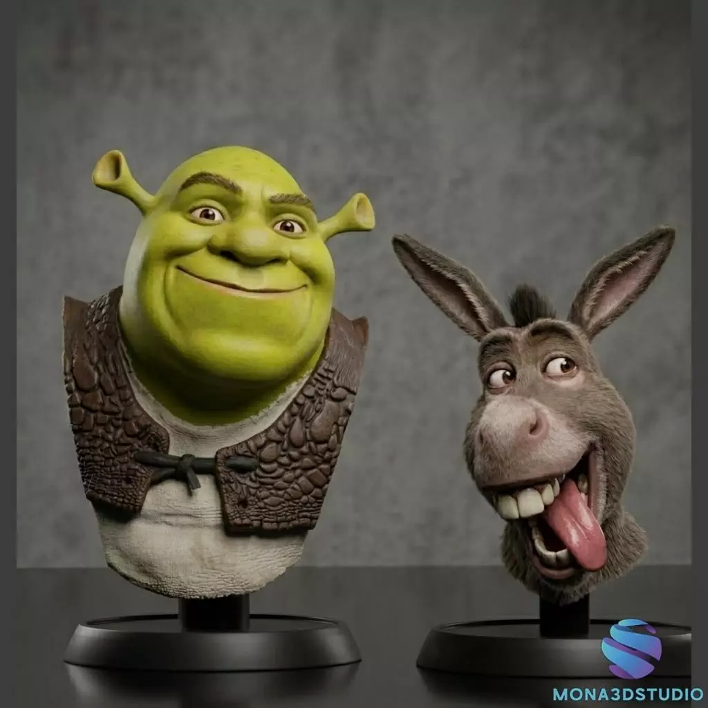 Shrek and Donkey Busts - Collector Edition - Resin Pre-supported 3D print model