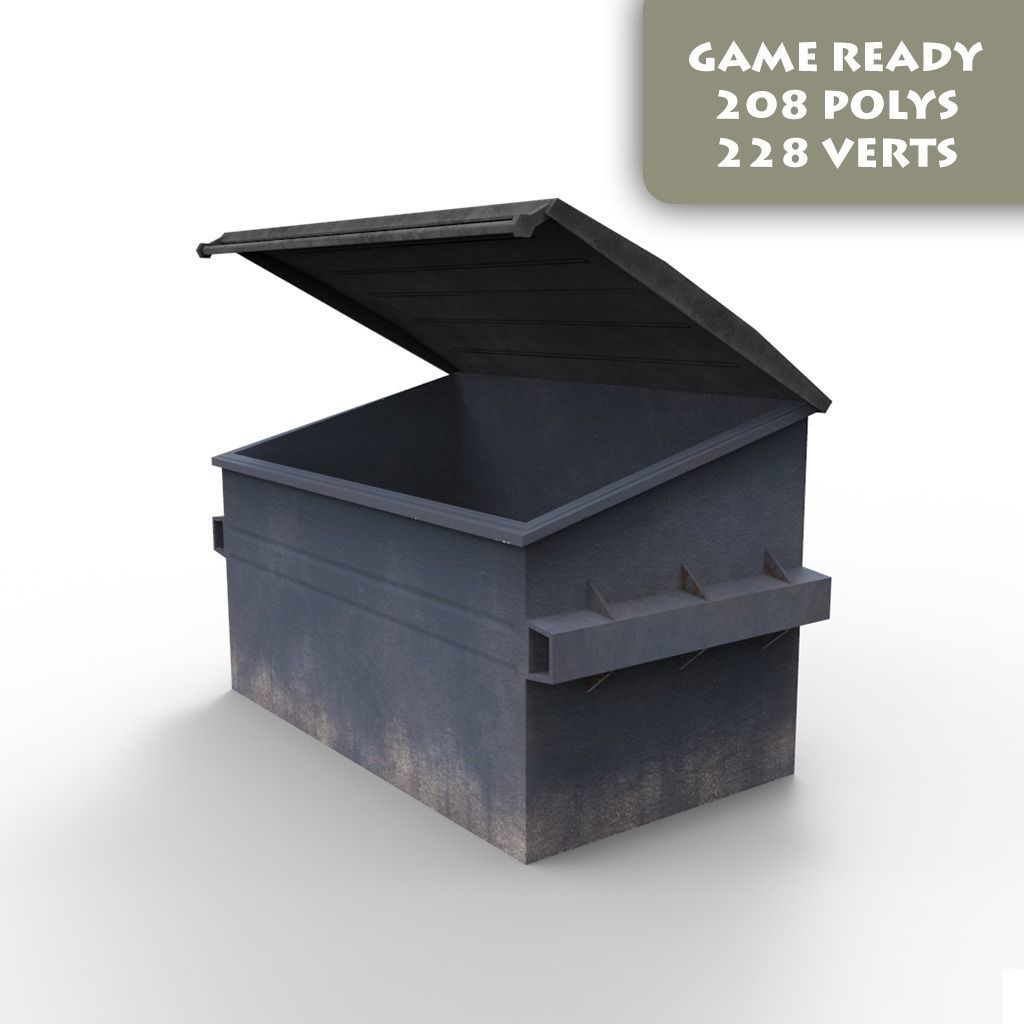 Garbage Container Game Ready Low-poly 3D model