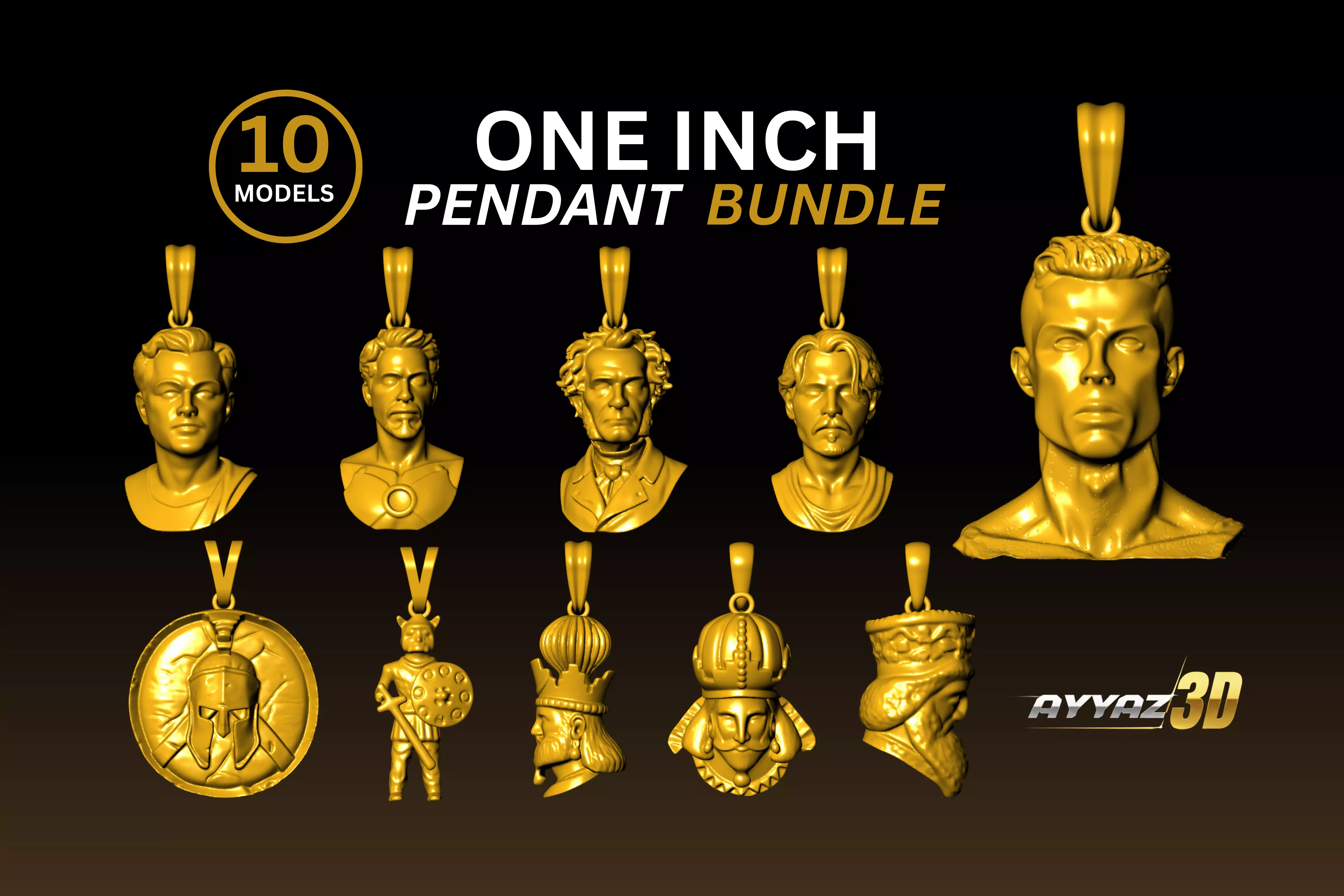 Character Face Pendant STL Pack - One Inch pendant Free 3D print model