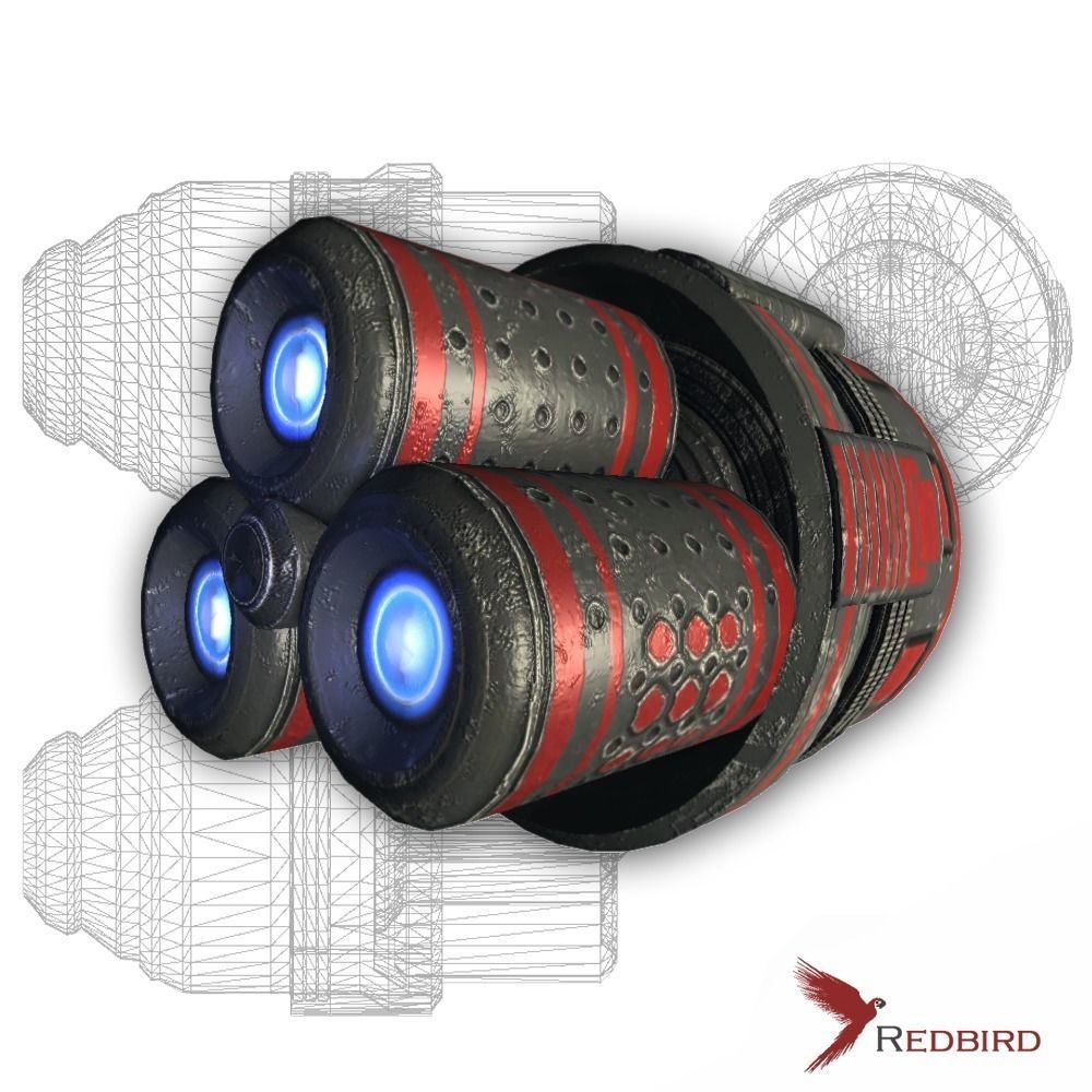 Starship engine 03 Sci-fi low poly Low-poly 3D model_0