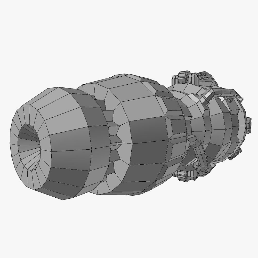 Starship huge engine 04 Sci-fi low poly Low-poly 3D model_6