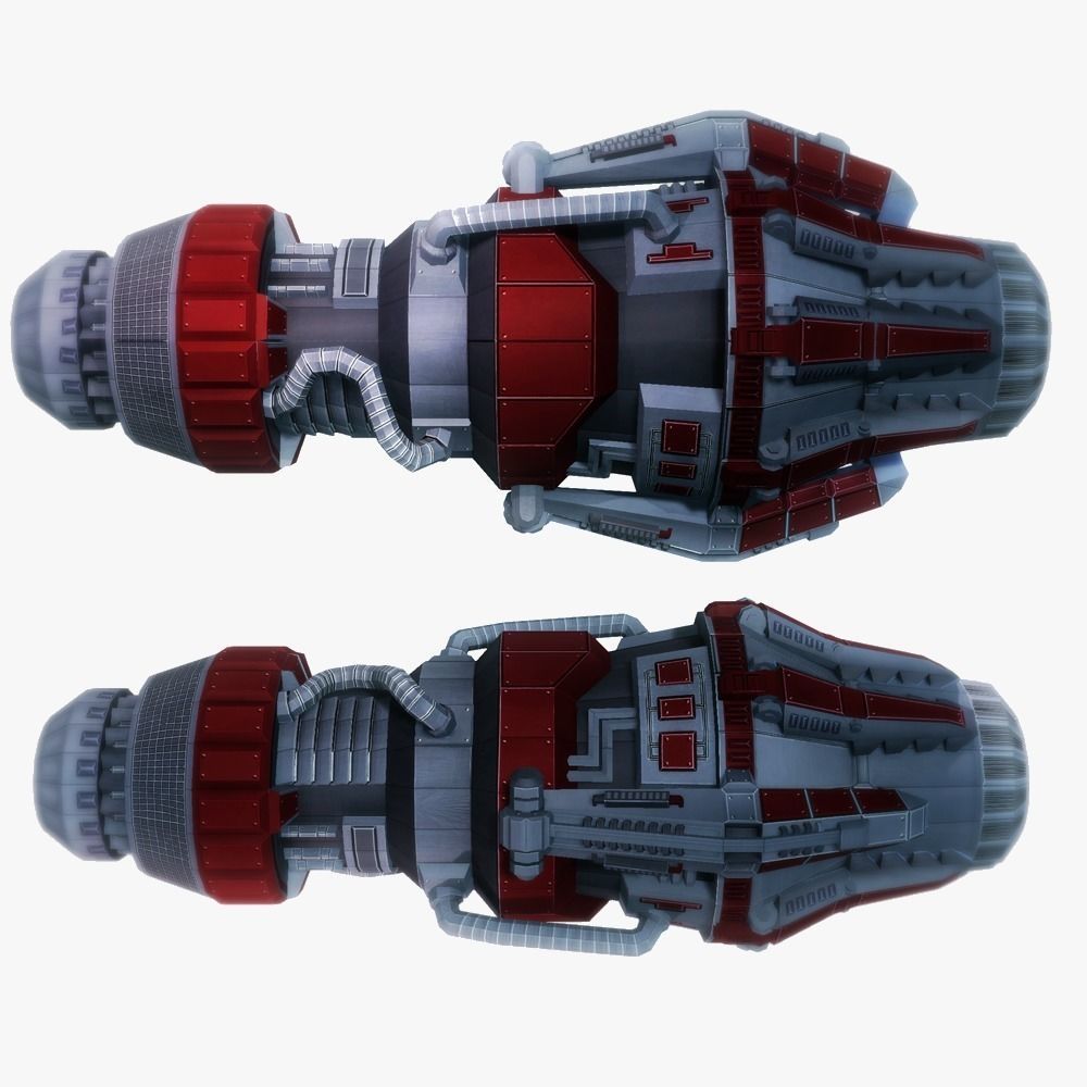 Starship huge engine 04 Sci-fi low poly Low-poly 3D model_4