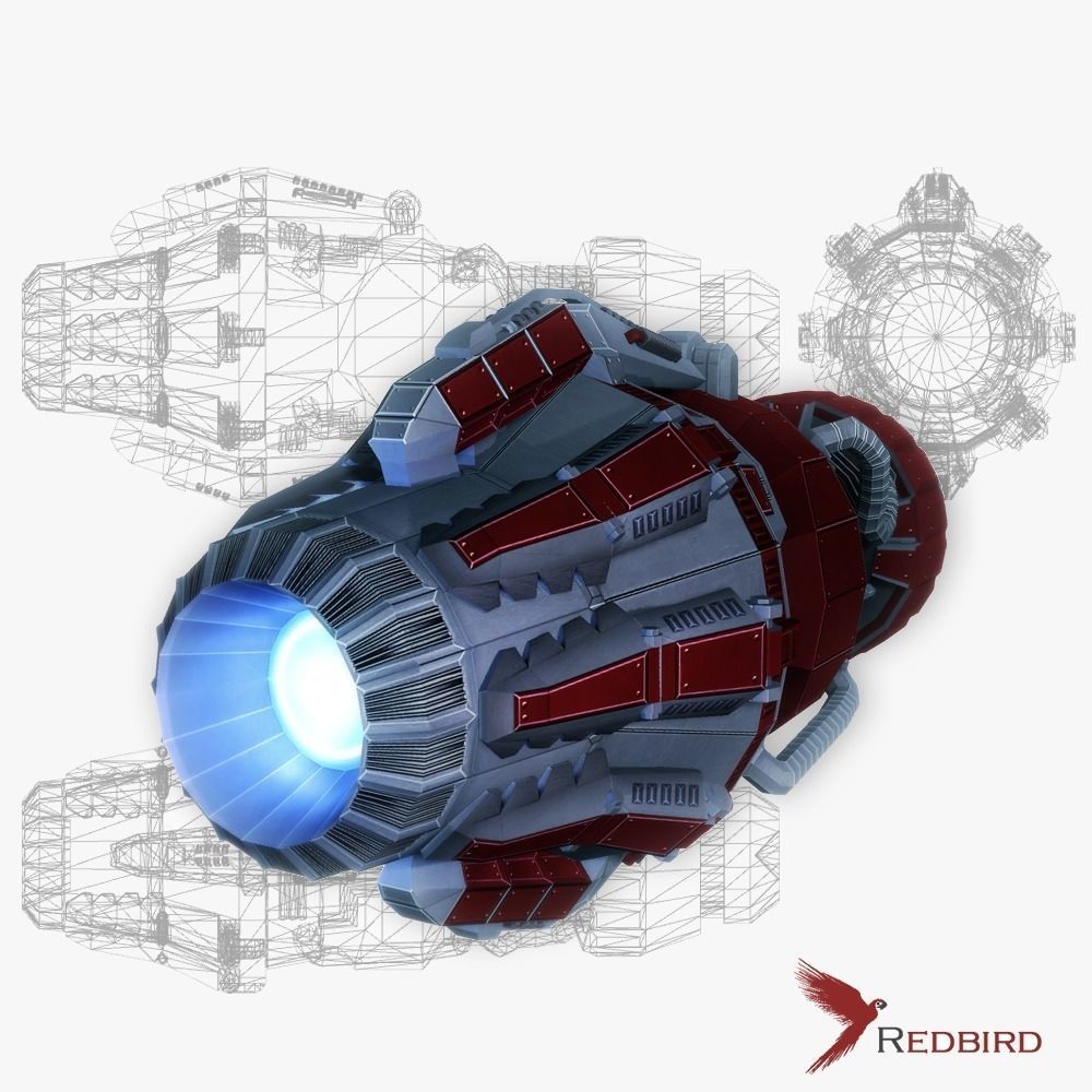 Starship huge engine 04 Sci-fi low poly Low-poly 3D model_0