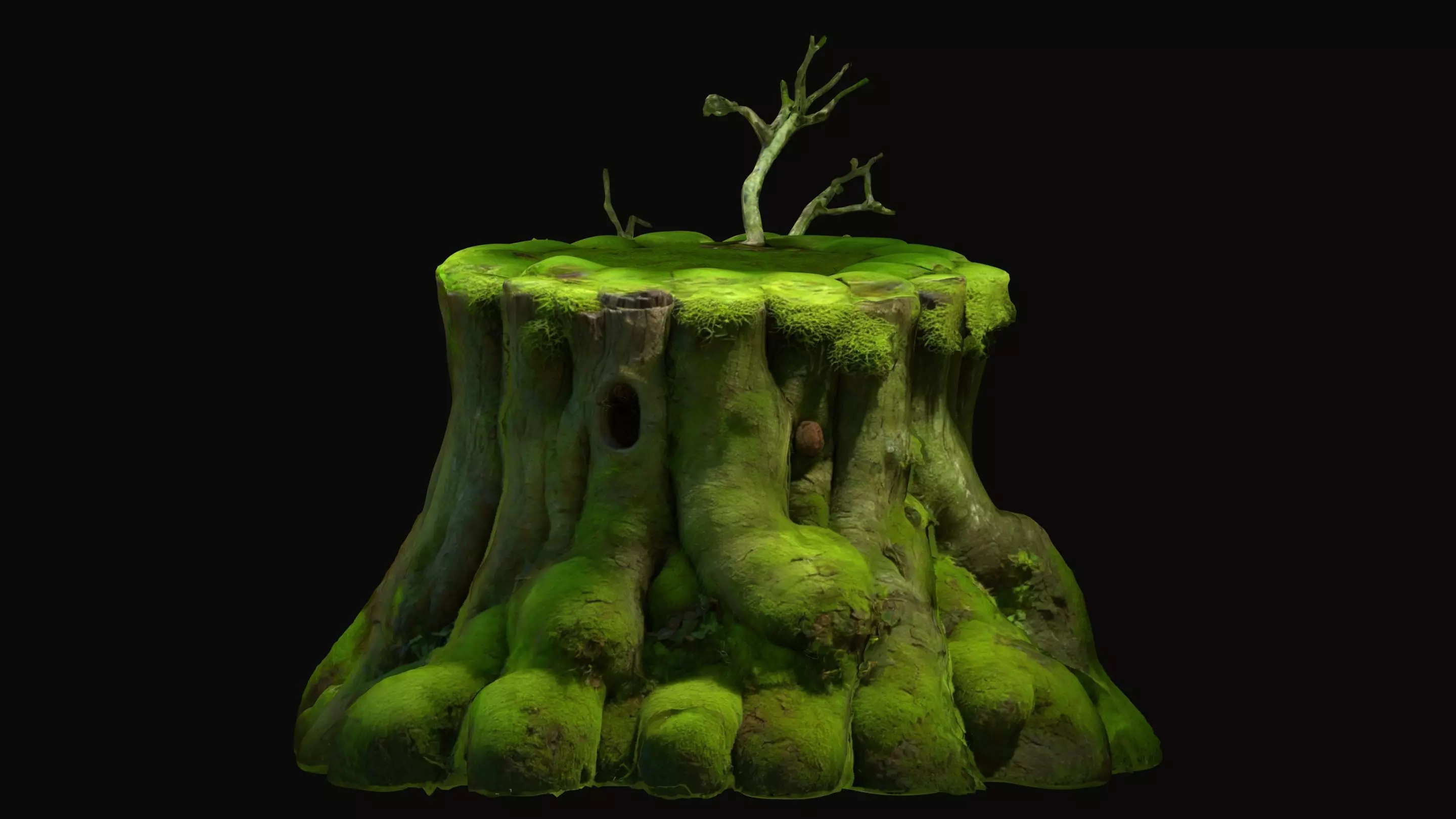 Mossy Green Trunk 2 - Sample Free low-poly 3D model
