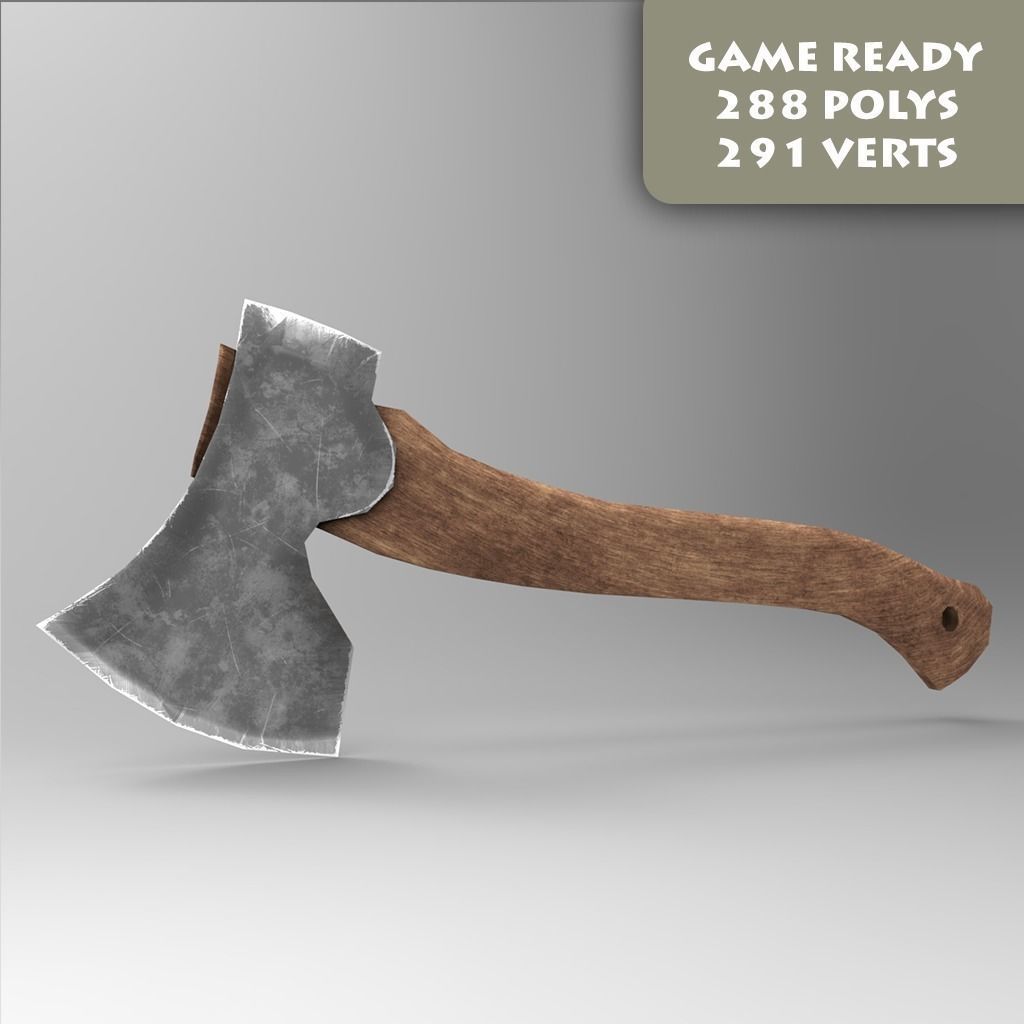 Axe game ready Low-poly 3D model_0