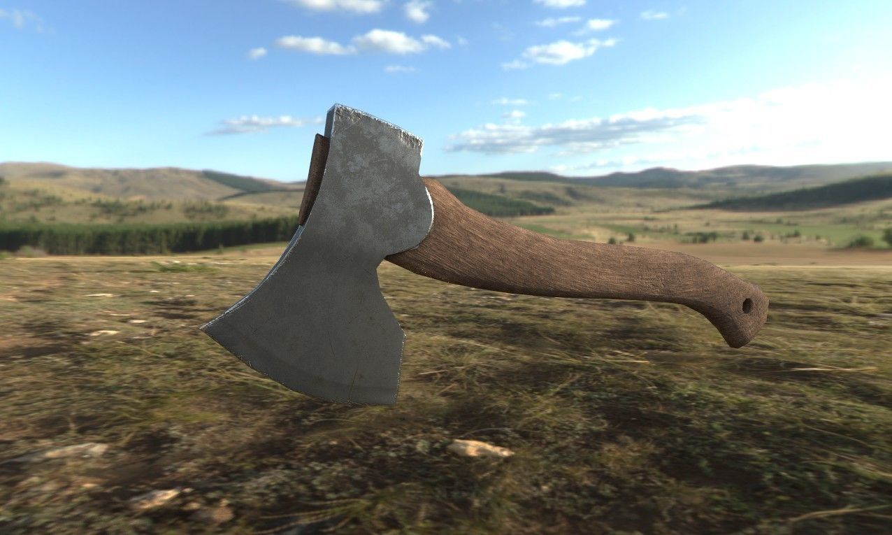 Axe game ready Low-poly 3D model_7