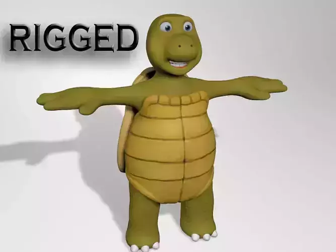 Cartoon turtle character Low-poly 3D model