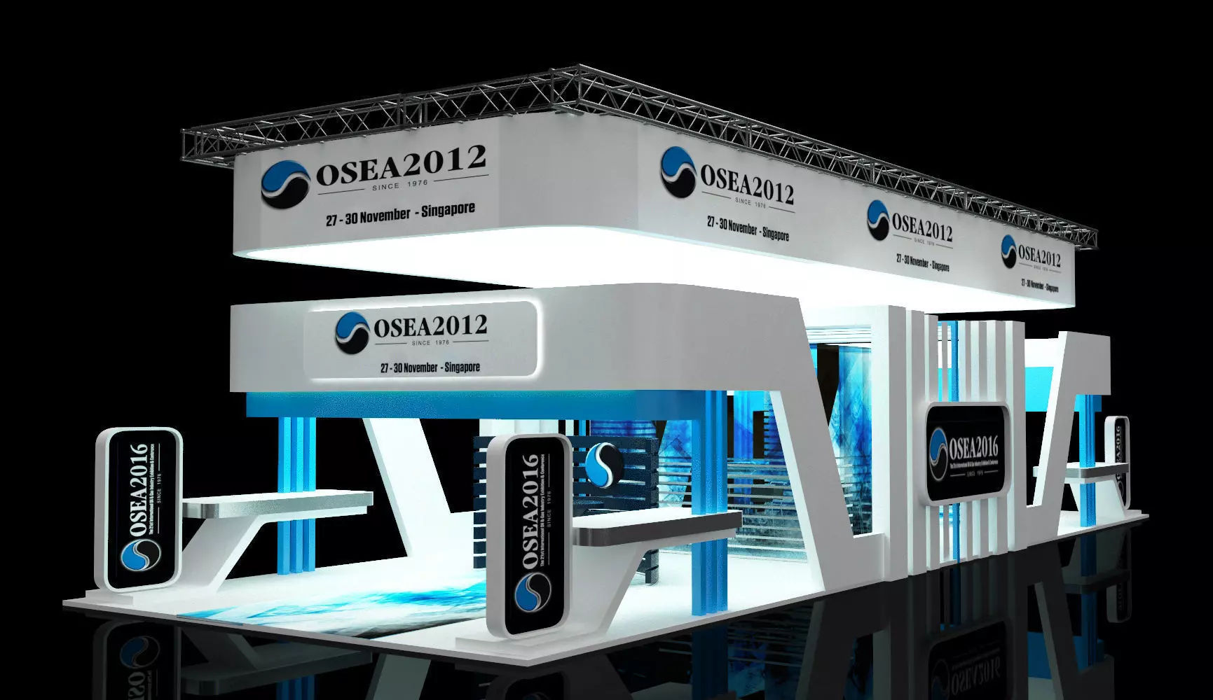 big exhibition booth 3D model_0