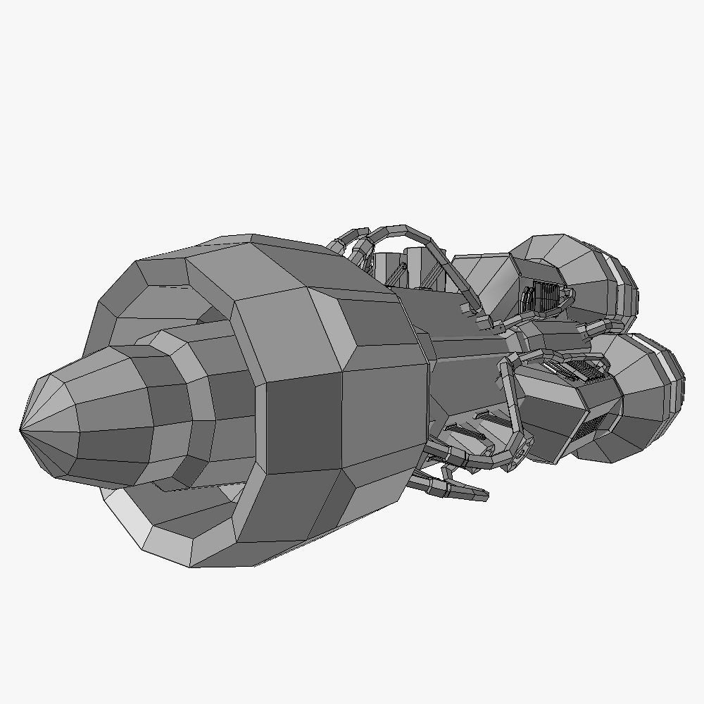 Starship huge engine 05 Sci-fi low poly Low-poly 3D model_6