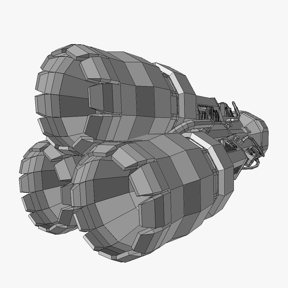 Starship huge engine 05 Sci-fi low poly Low-poly 3D model_7