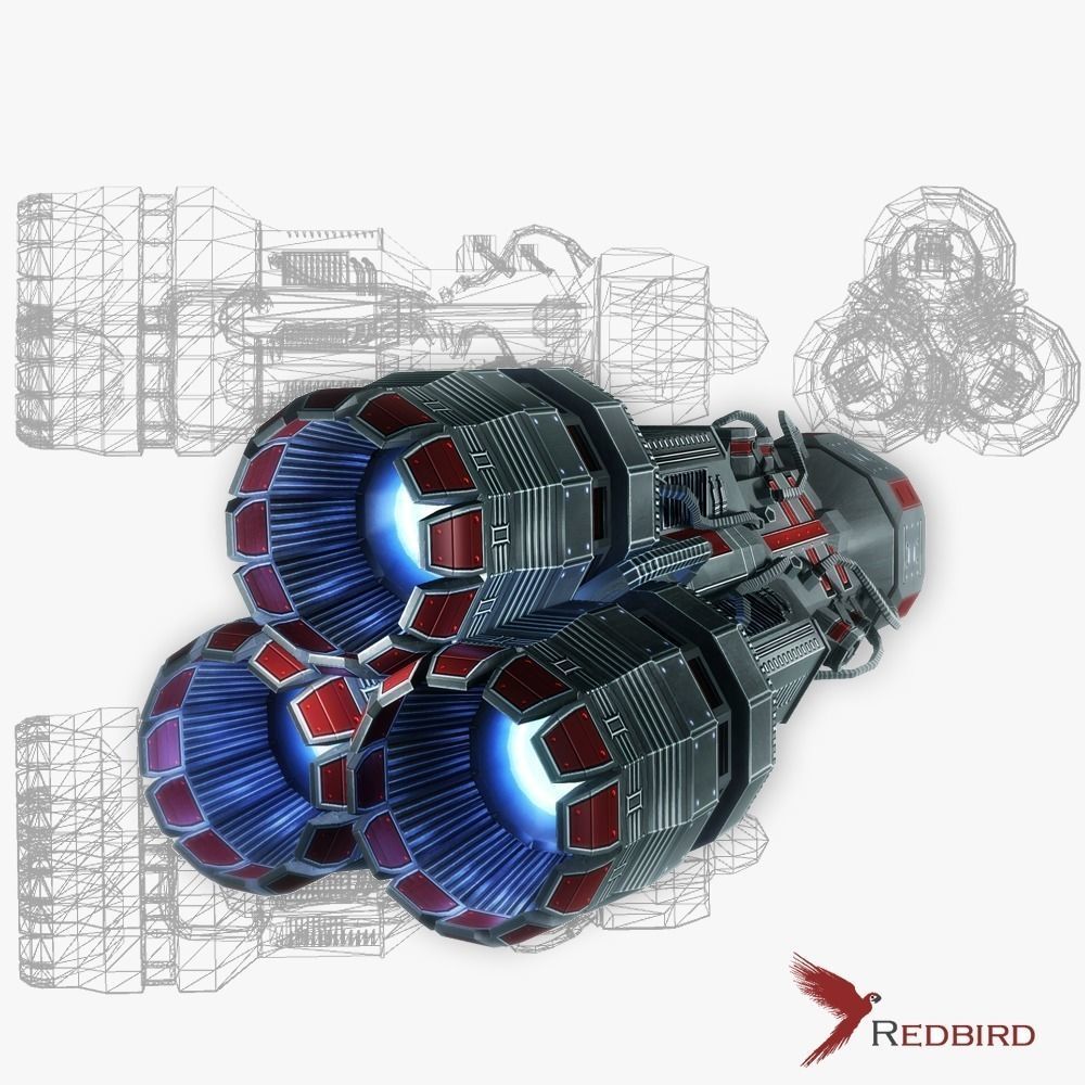Starship huge engine 05 Sci-fi low poly Low-poly 3D model_1