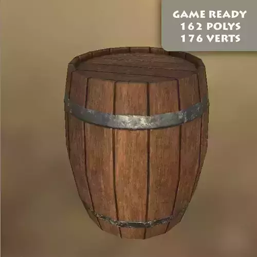 Wooden Barrel Free low-poly 3D model