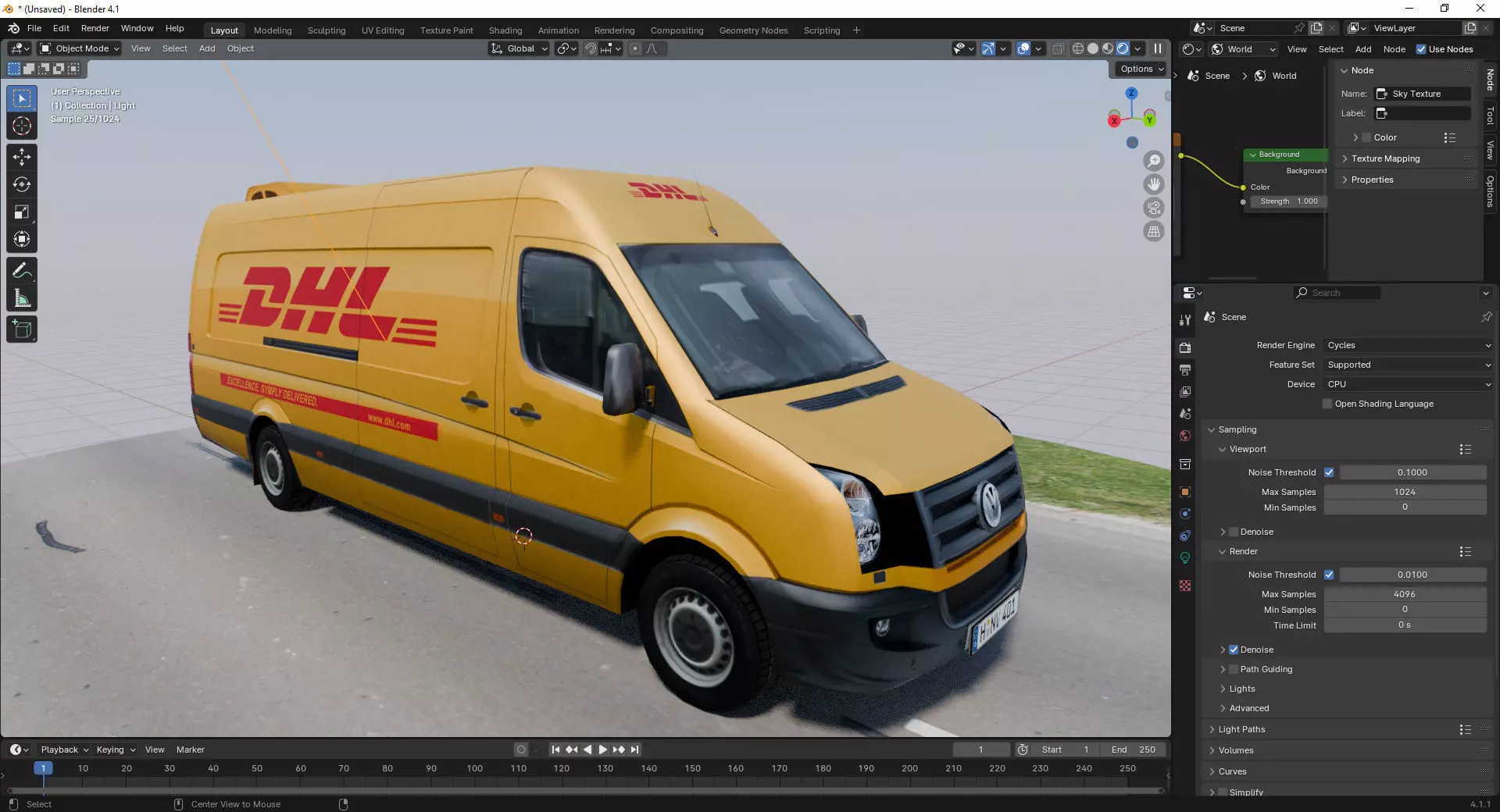 Volkswagen DHL delivery bus Low-poly 3D model_8