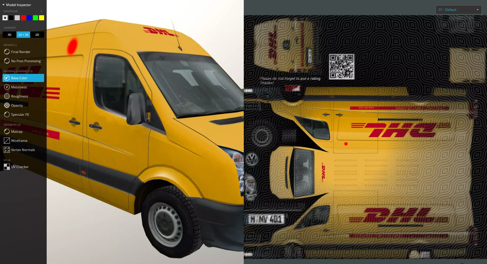 Volkswagen DHL delivery bus Low-poly 3D model_9