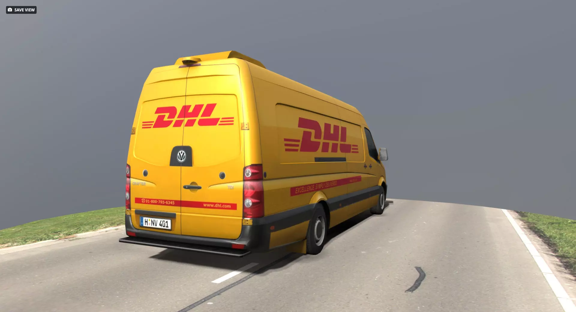 Volkswagen DHL delivery bus Low-poly 3D model_3