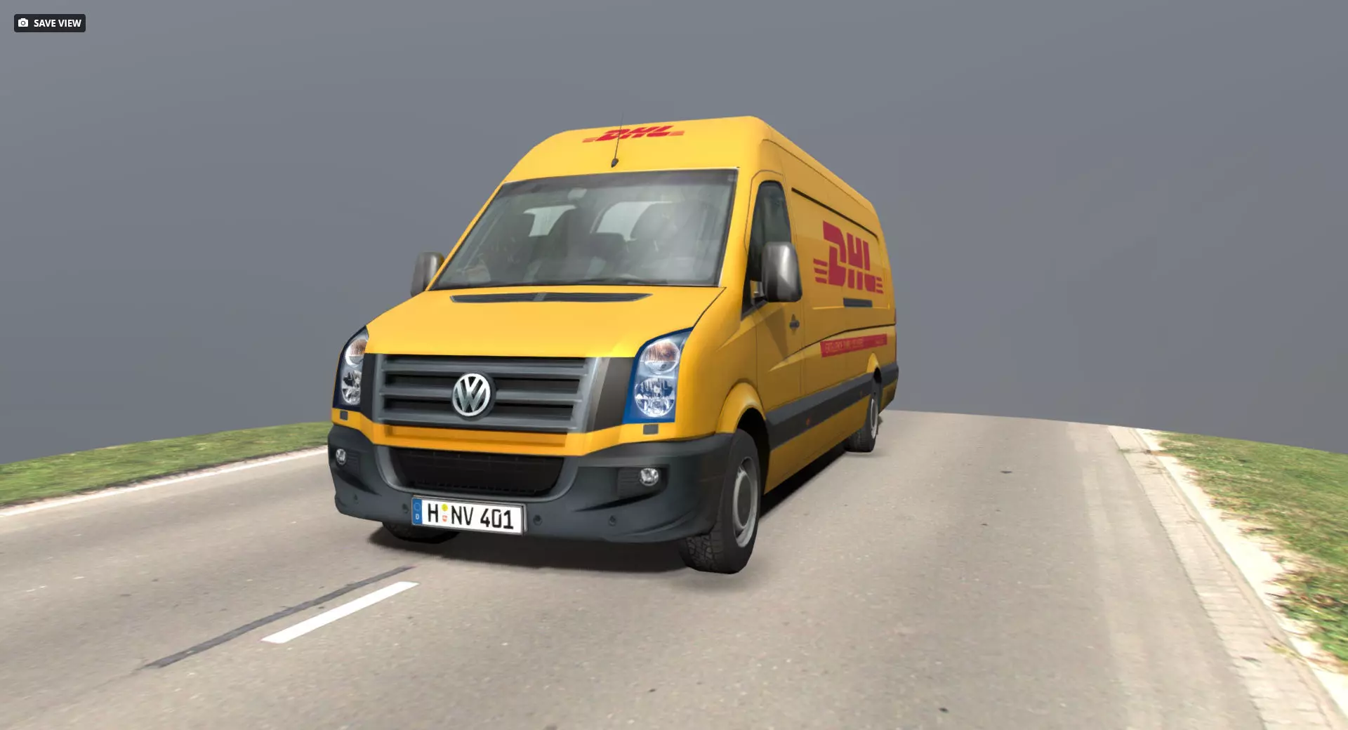 Volkswagen DHL delivery bus Low-poly 3D model_2