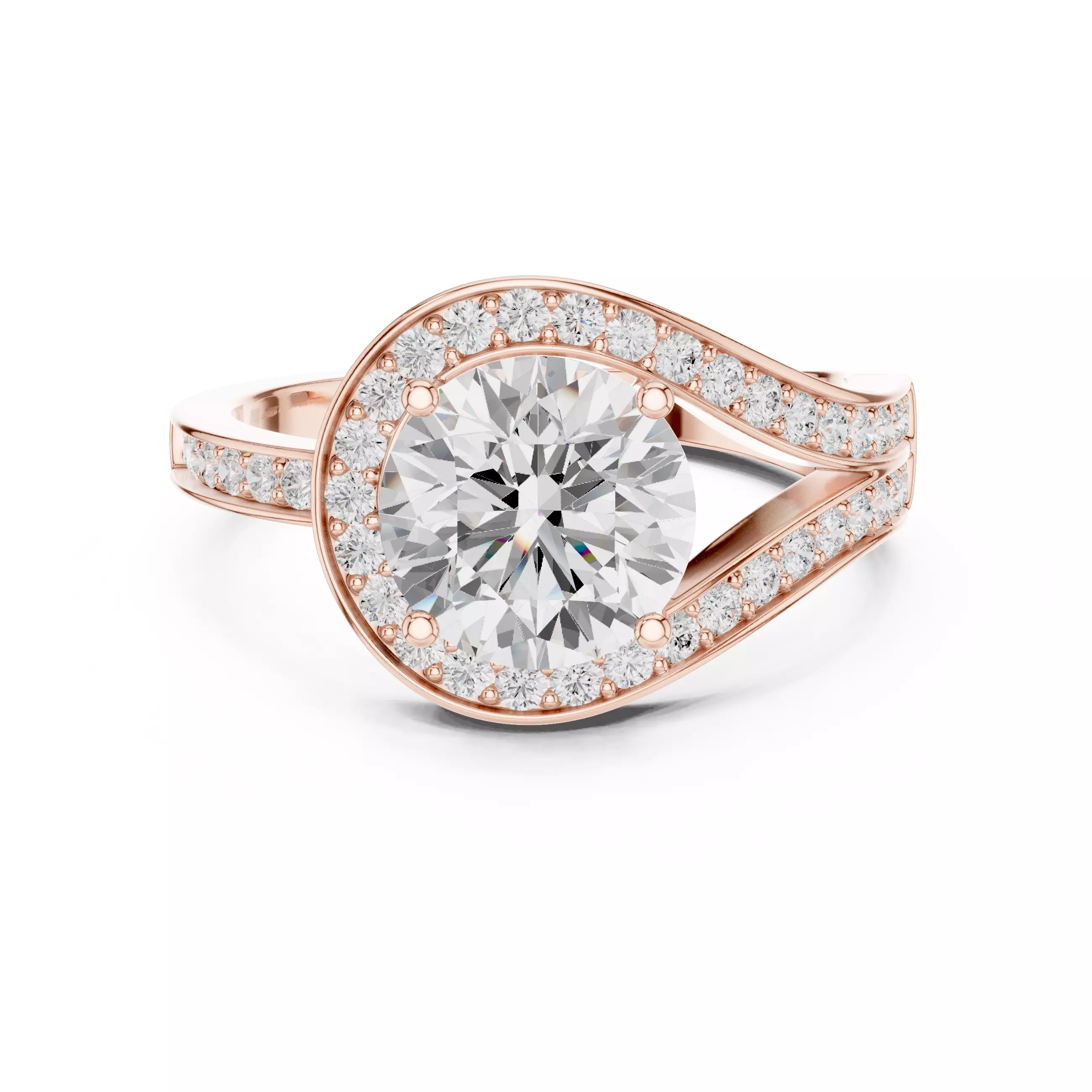 Round Halo Loop Solitaire Ring 3dm stl renders animation video 3D print model