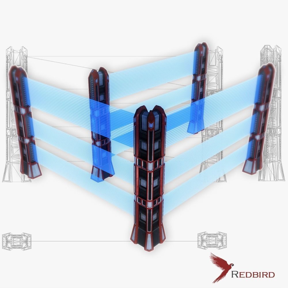 Energy fence pack 01 sci-fi low poly Low-poly 3D model_0