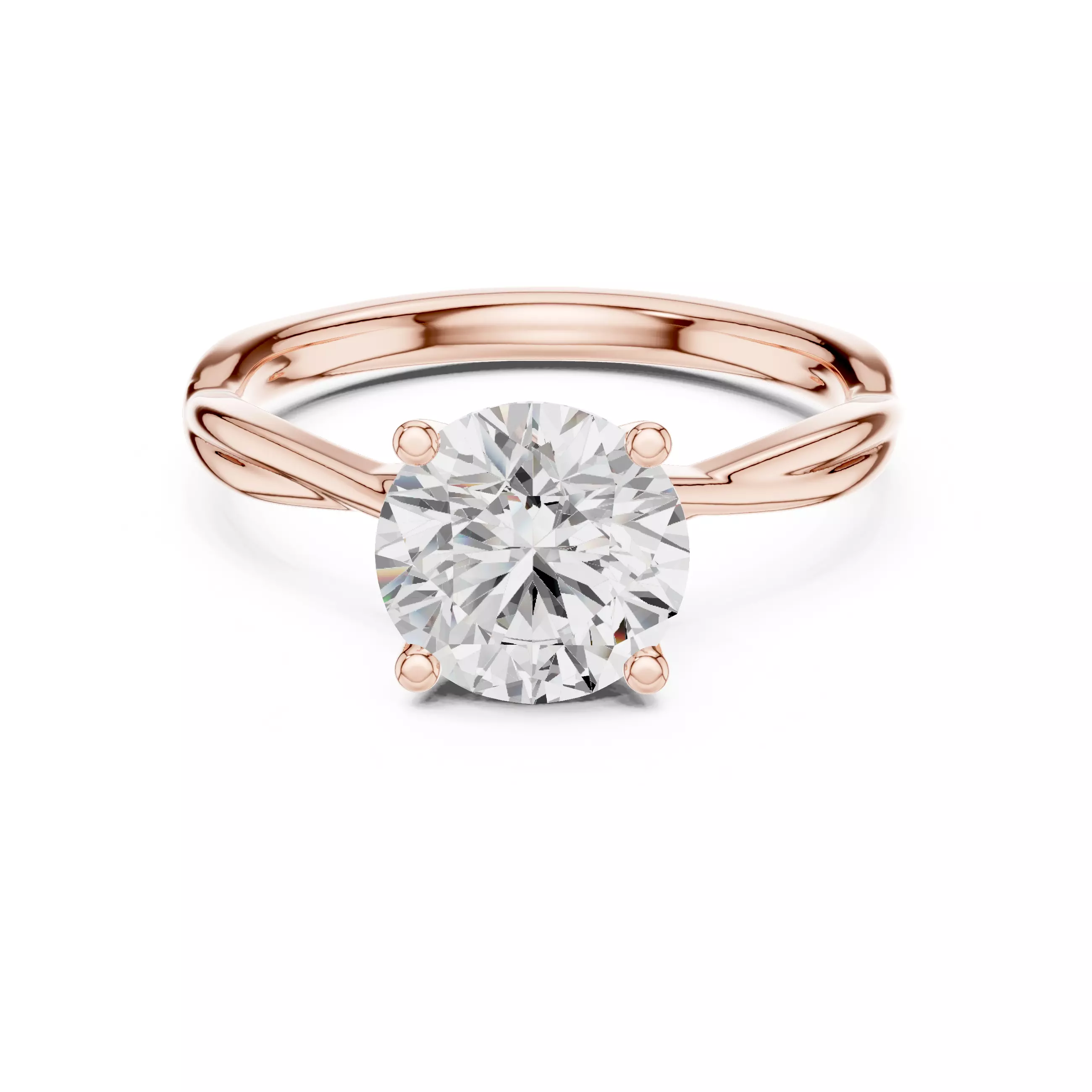 Round Mono Solitaire Ring with Twisted Band 3dm stl render video 3D print model