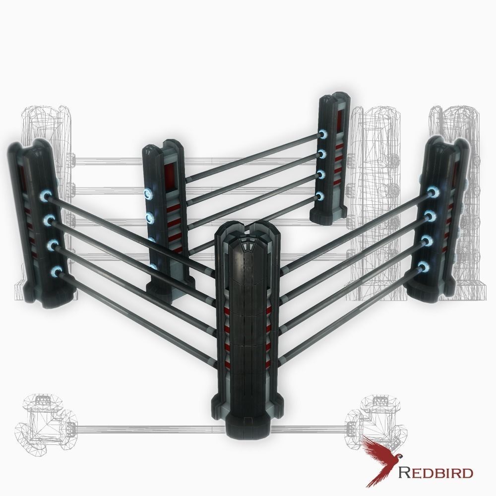 Energy fence pack 02 sci-fi low poly Low-poly 3D model_0