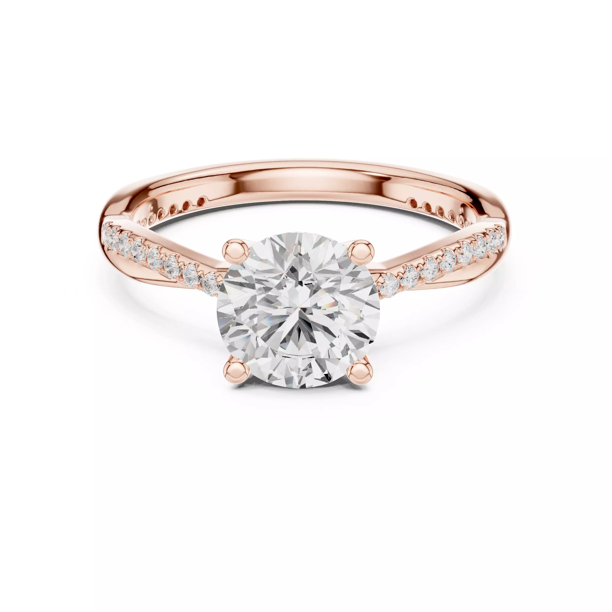 Round Solitaire Twisted Band Ring 3dm stl renders animation 3D print model