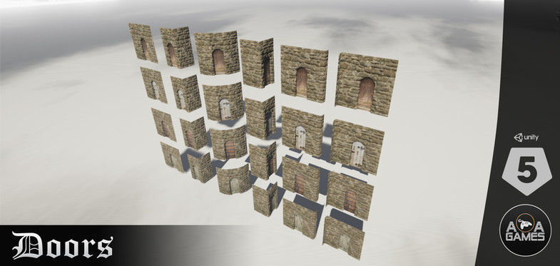 Medieval castle kit Low-poly 3D model_1